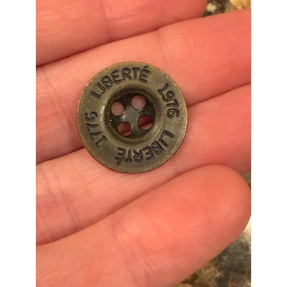 Vintage 1776-1976 Liberte Bicentennial Metal Button Bronze Tone 4-Hole 20mm